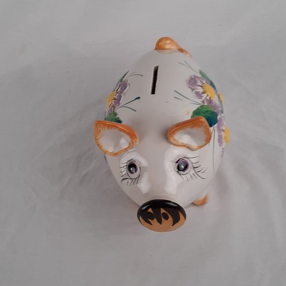 Vintage Hand painted Italian Piggy Bank - 7" long - Picture 3 of 8